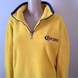 Vintage Corona Beer Fleece 1/4 zip yellow sweater, men’s XL